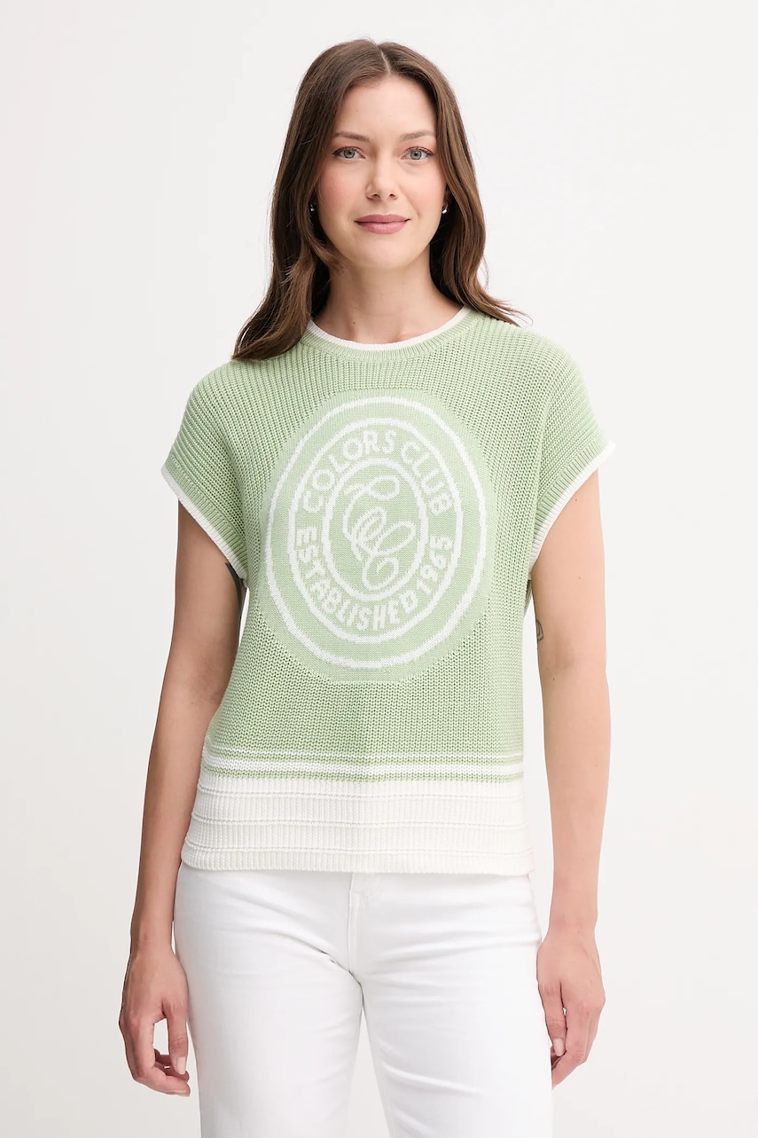 United Colors of Benetton vestă din bumbac culoarea verde, 1494E10EH