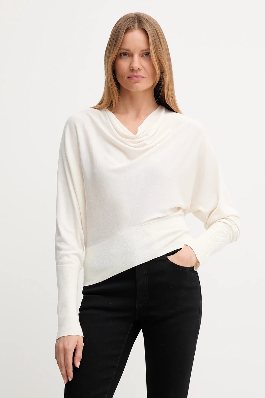 United Colors of Benetton pulover de mătase culoarea bej, light, 1ZRED10E8
