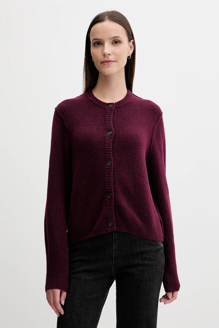 OUI cardigan de lână culoarea bordo, 94462
