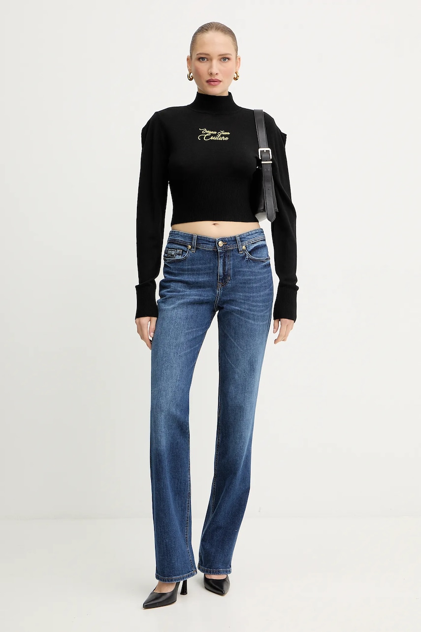 Свитер с добавлением шерсти Versace Jeans Couture цвет чёрный лёгкий с полугольфом 79HAFMH8 CMH62 Свитер с добавлением шерсти Versace Jeans Couture цвет чёрный лёгкий с полугольфом 79HAFMH8 CMH62
