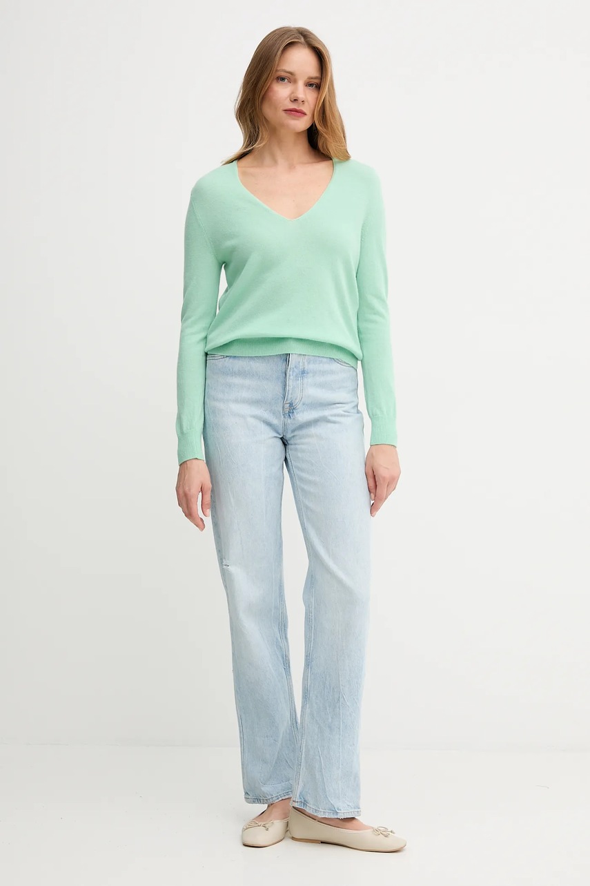 Шерстяной свитер United Colors of Benetton цвет зелёный лёгкий 1002D401Y