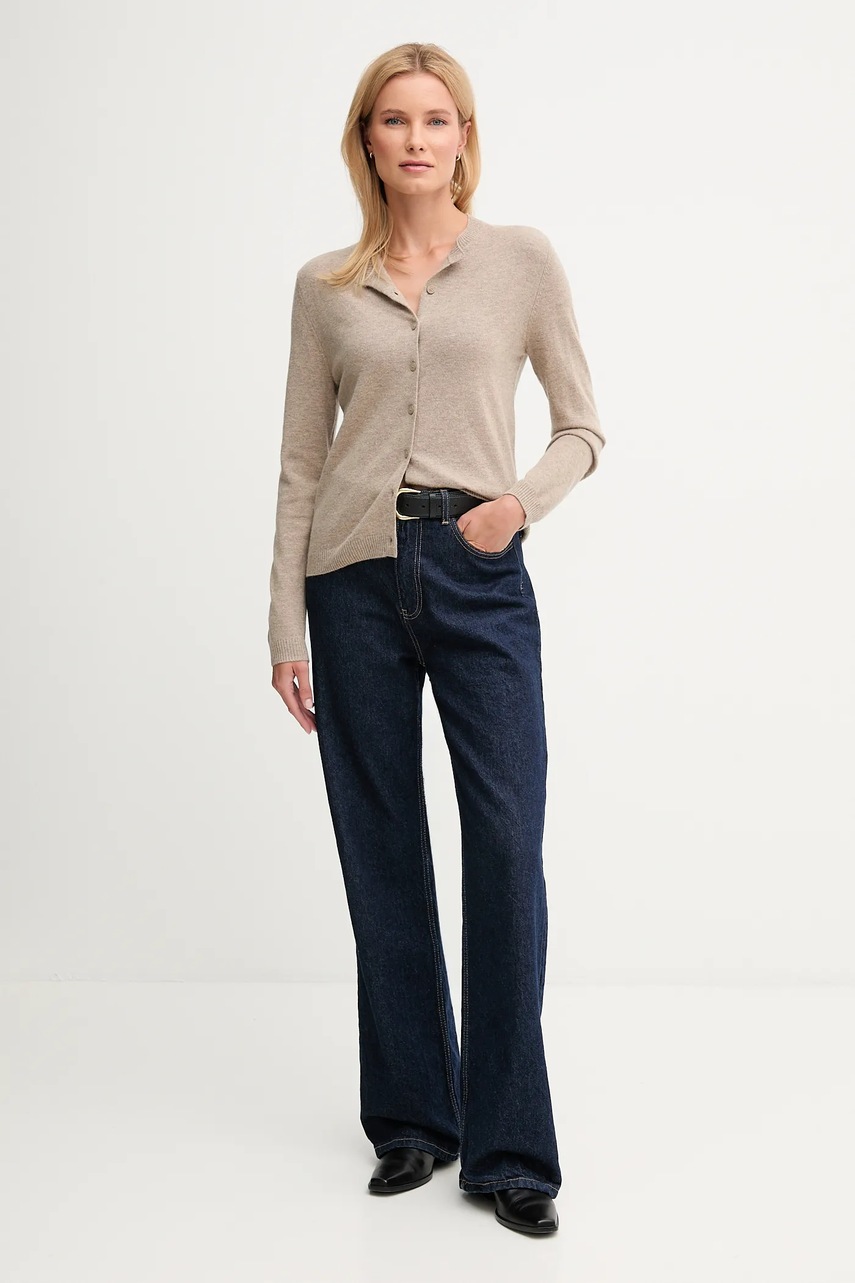 Кардиган с добавлением шерсти United Colors of Benetton цвет бежевый лёгкий 102HD502B