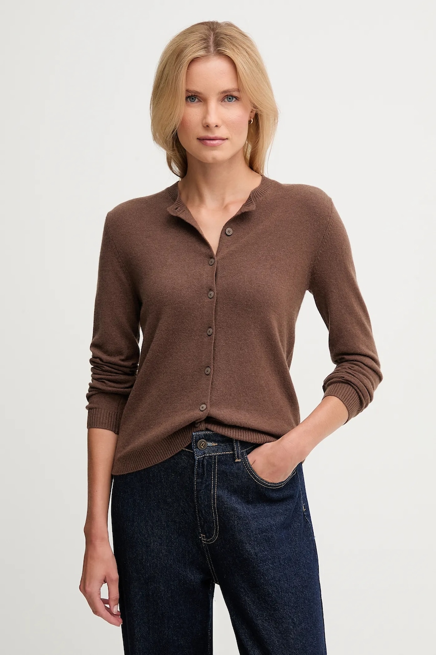 United Colors of Benetton cardigan din amestec de lână culoarea maro, light, 102HD502B