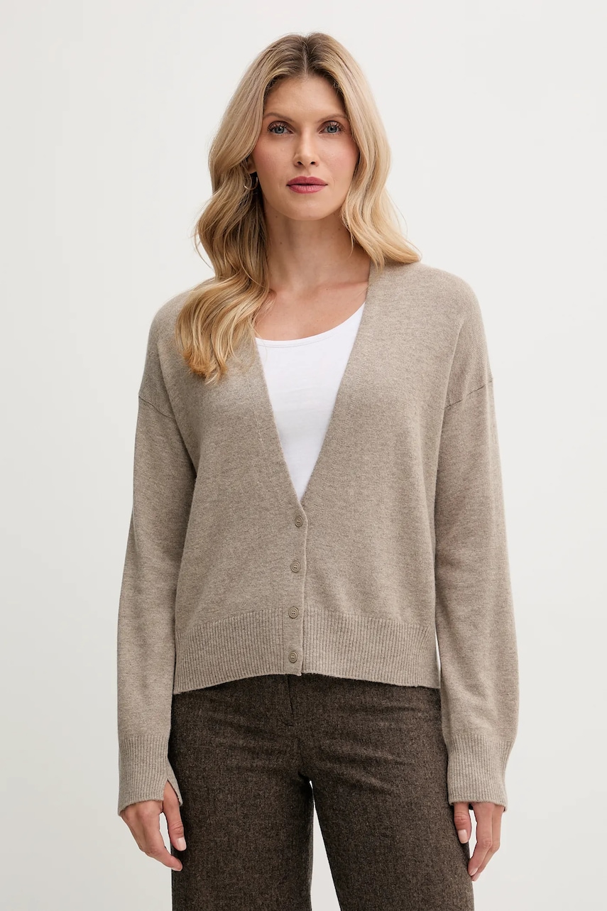 United Colors of Benetton cardigan din amestec de lână culoarea bej, light, 102HD6052