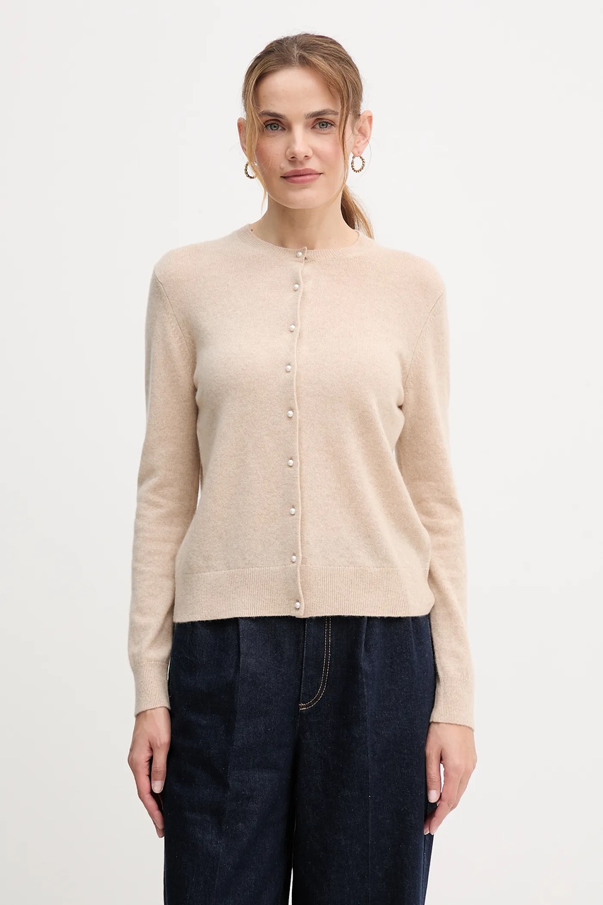 Levně Kašmírový kardigan United Colors of Benetton dámský, béžová barva, 1033D502A