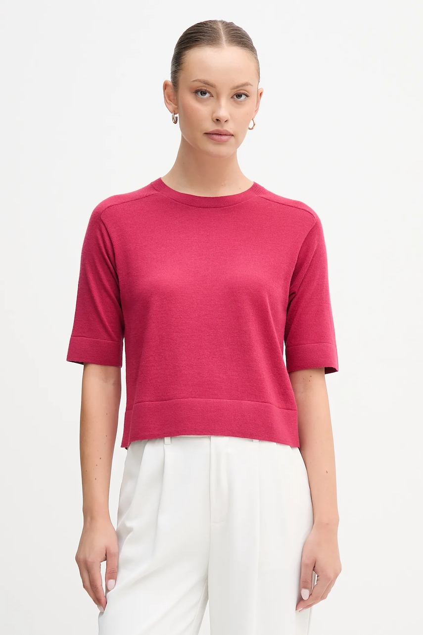 Levně Vlněný svetr United Colors of Benetton dámský, růžová barva, 11AHD10E6