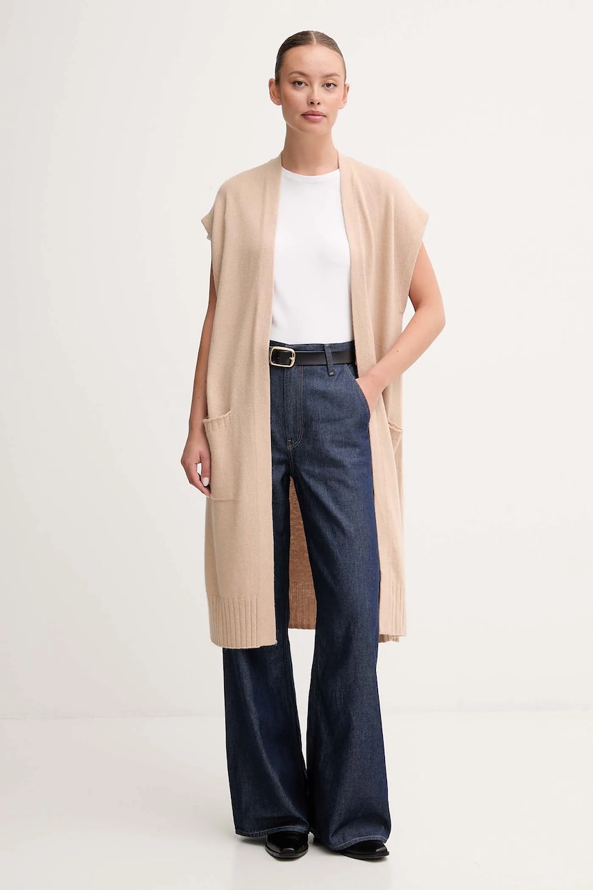 United Colors of Benetton cardigan din amestec de lână culoarea bej, 122HD6051