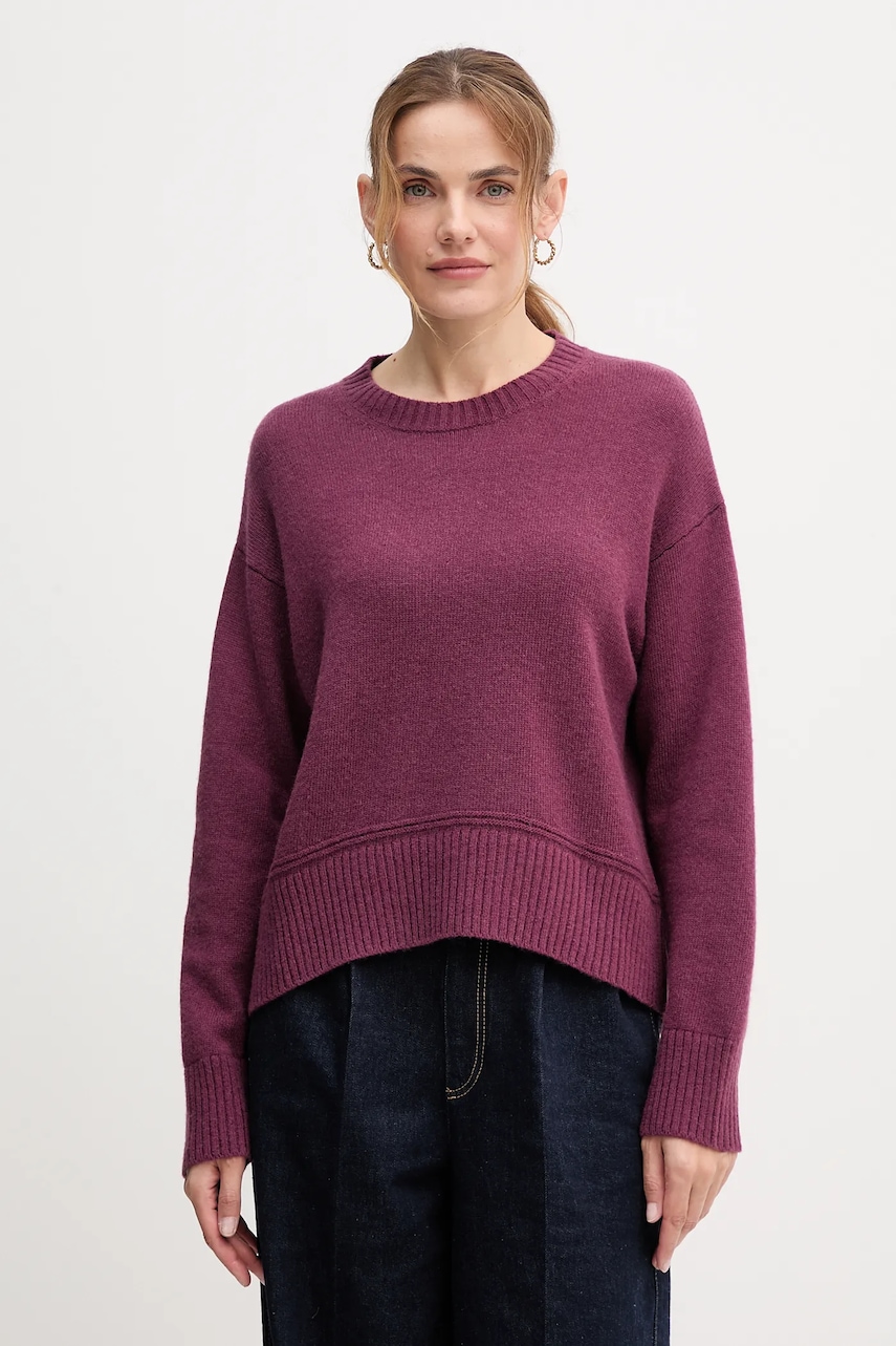 United Colors of Benetton pulover din amestec de lână culoarea violet, 1244D10BC