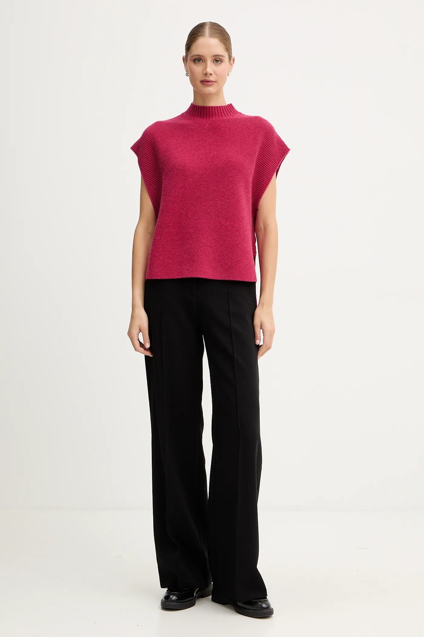 Жилет с добавлением шерсти United Colors of Benetton цвет розовый с полугольфом 1244D10EF