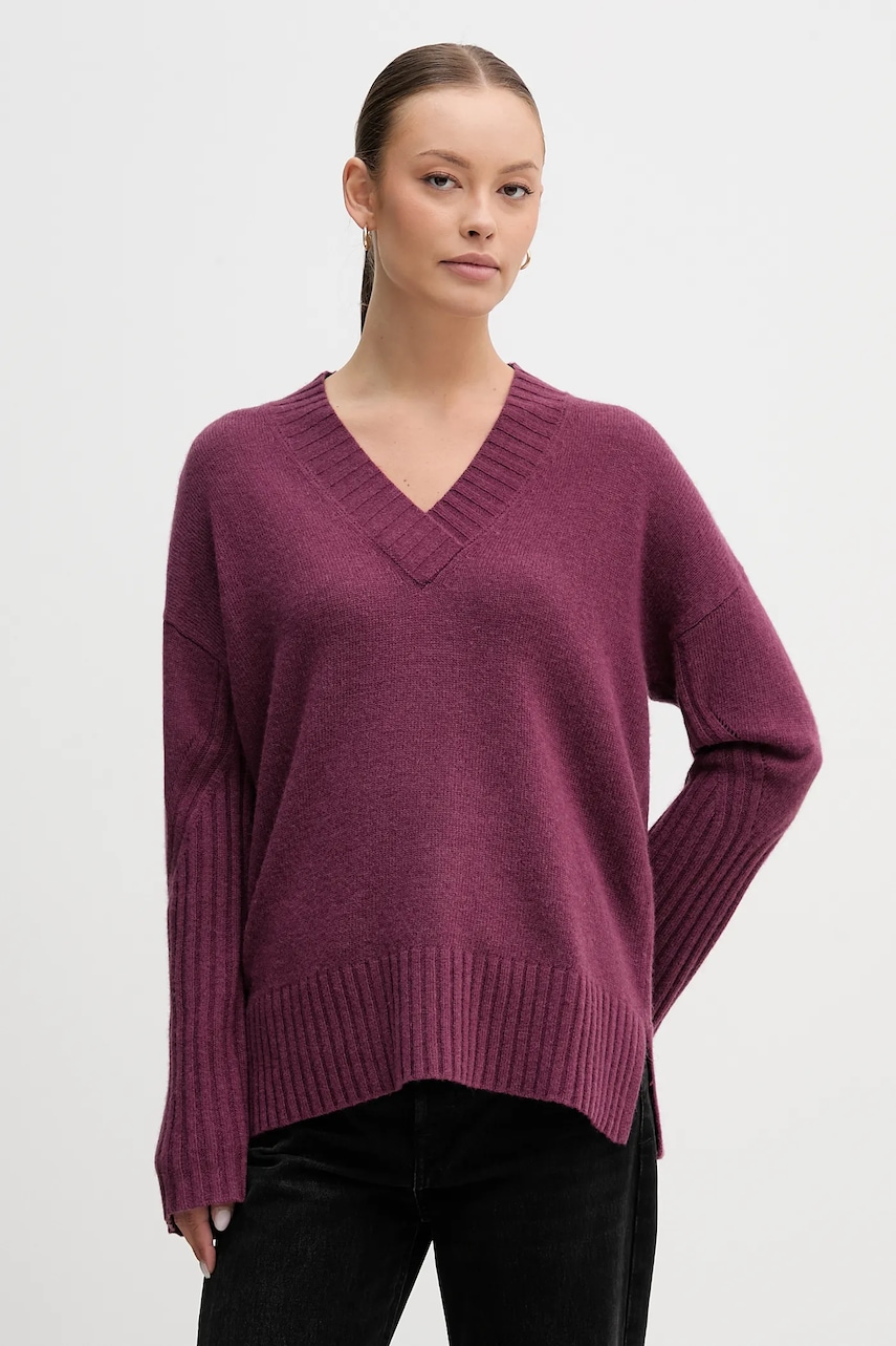 United Colors of Benetton pulover din amestec de lână culoarea violet, 1244D403A