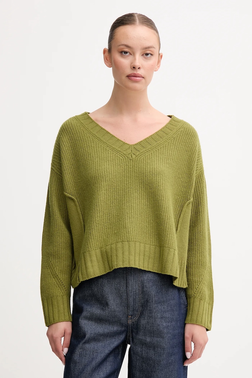 United Colors of Benetton pulover din amestec de lână culoarea verde, 126WD402Z