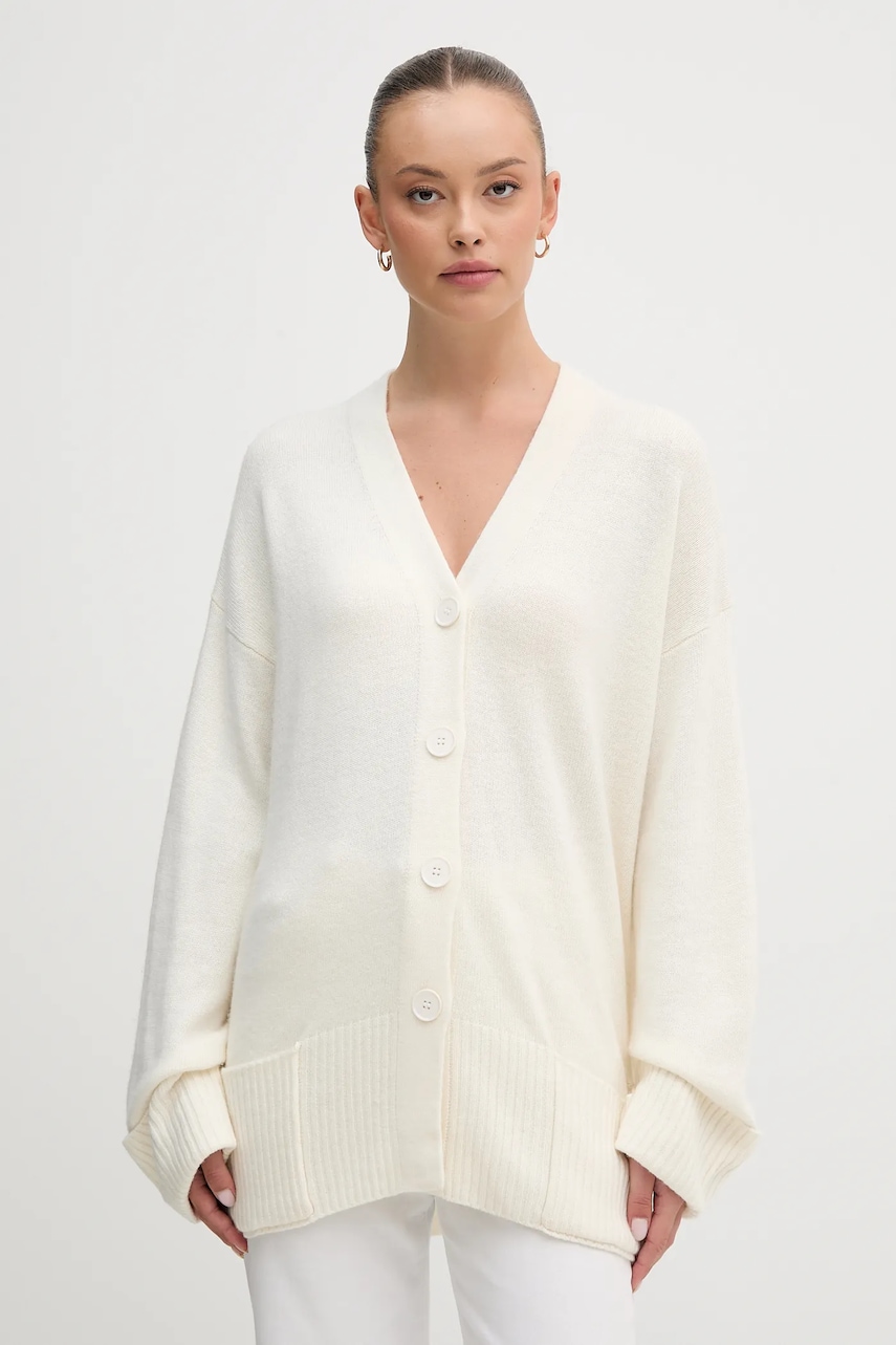 United Colors of Benetton cardigan din amestec de lână culoarea bej, 126WD604Z