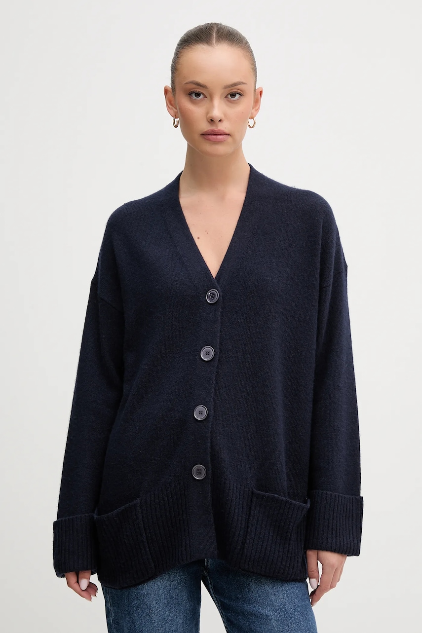 United Colors of Benetton cardigan din amestec de lână culoarea bleumarin, 126WD604Z