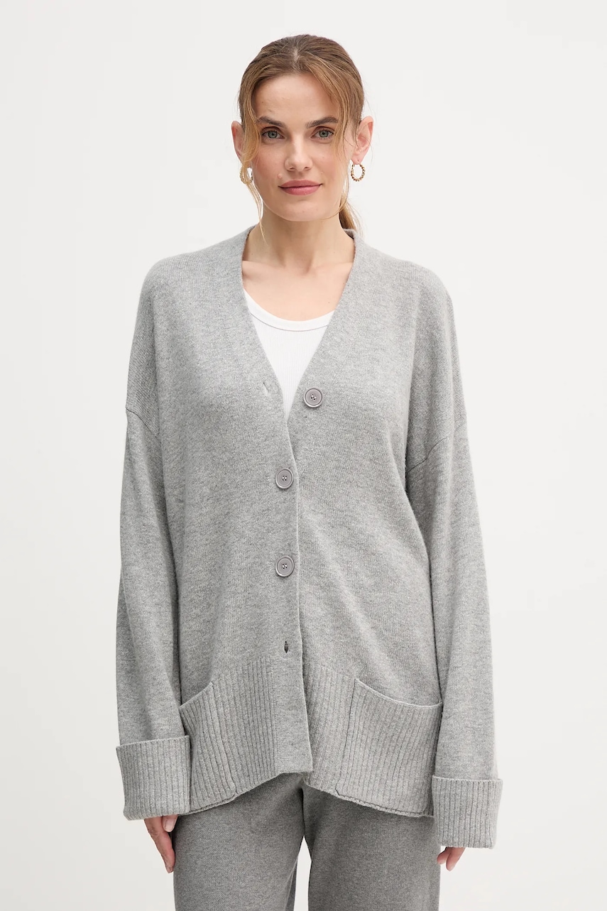 United Colors of Benetton cardigan din amestec de lână culoarea gri, 126WD604Z