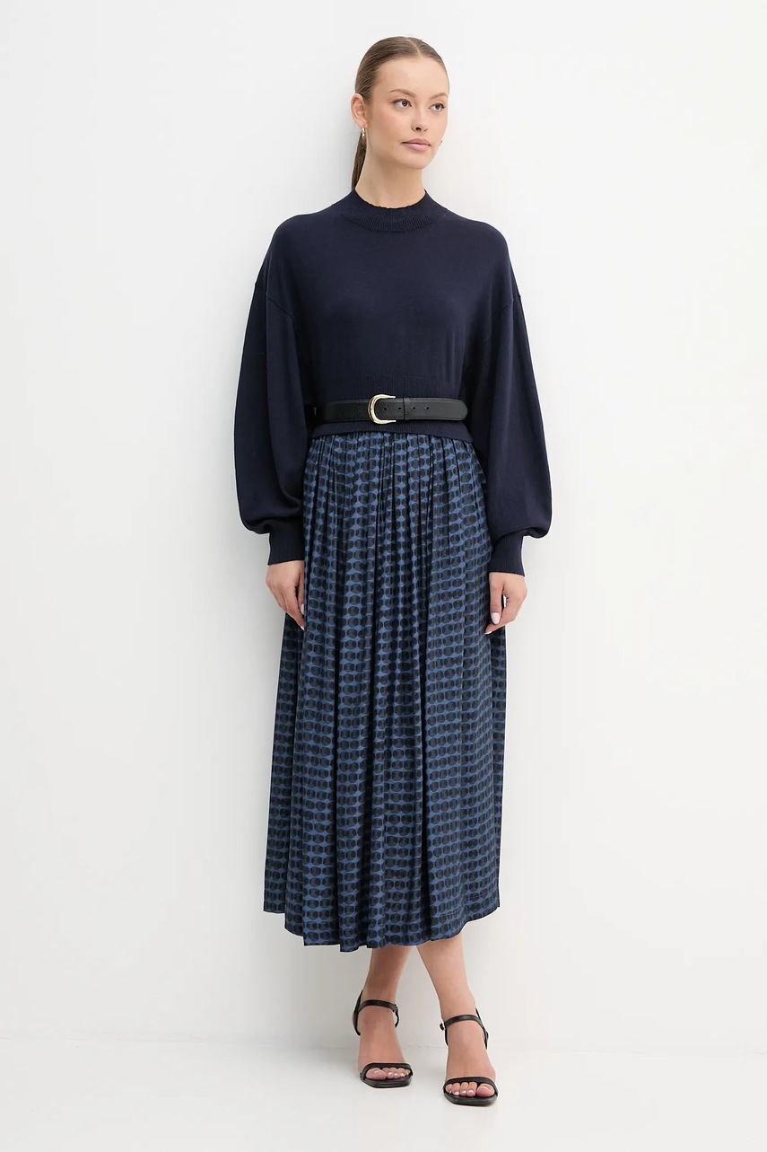 Свитер с добавлением шерсти United Colors of Benetton цвет синий лёгкий с полугольфом 1Y6SD2041