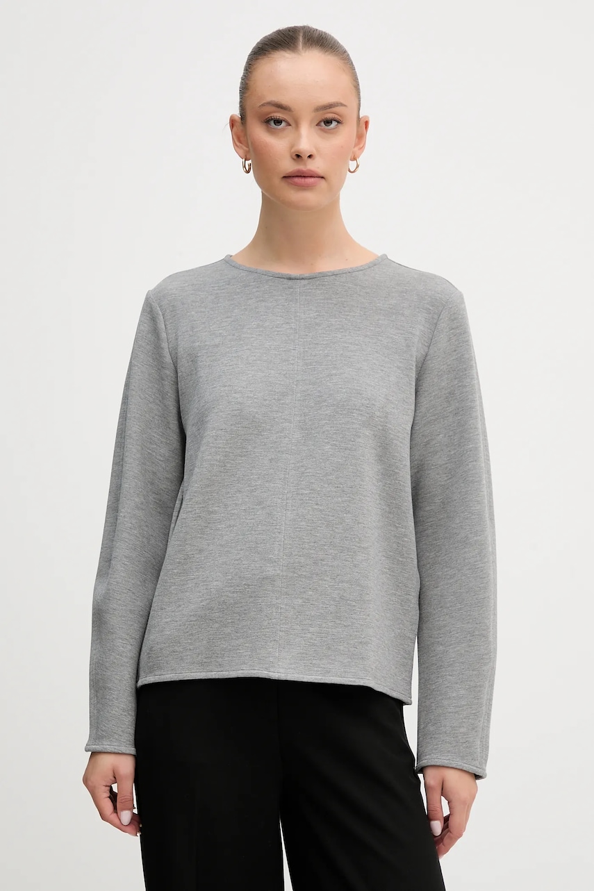 United Colors of Benetton bluză culoarea gri, uni, 3QAFD10AU