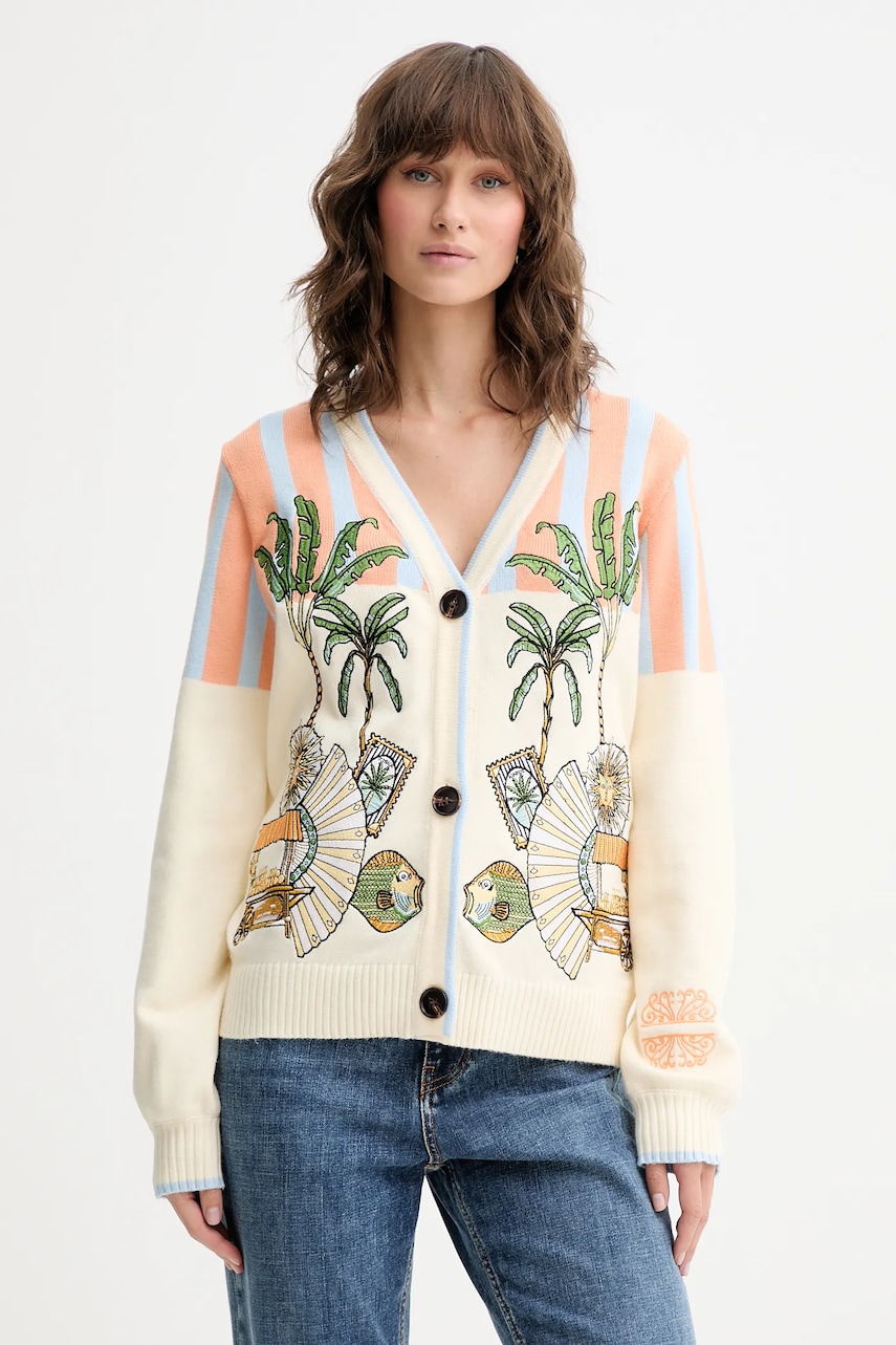 Never Fully Dressed cardigan Isla culoarea bej, NFDKN667