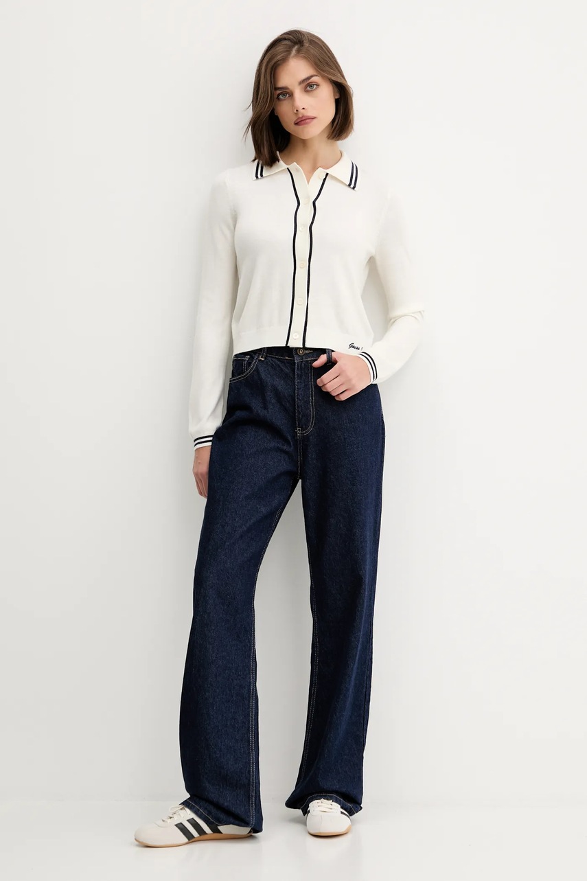 Кардиган с примесью шерсти Guess Jeans цвет бежевый лёгкий W5YR32 Z3HO2