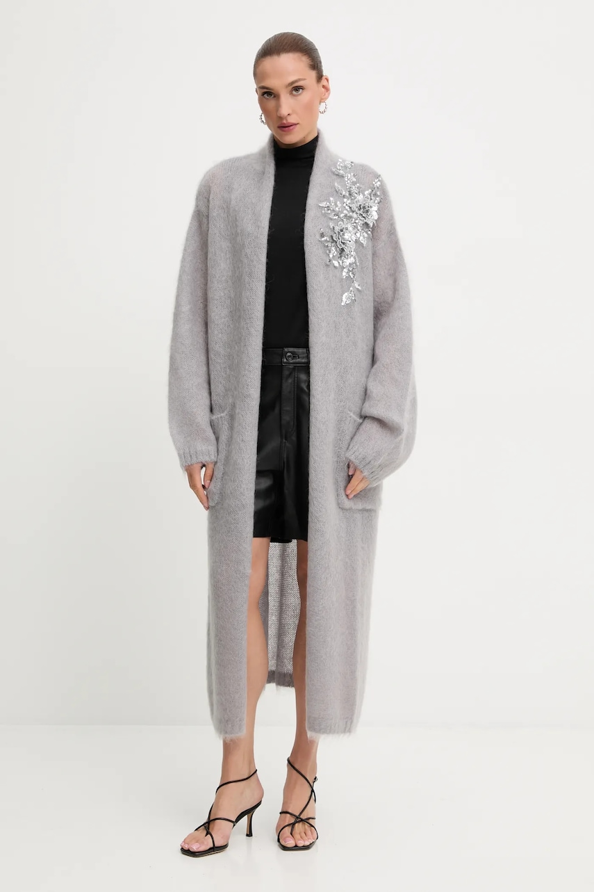 Blugirl Blumarine cardigan din amestec de lână culoarea gri, călduros, RF5080.MS037