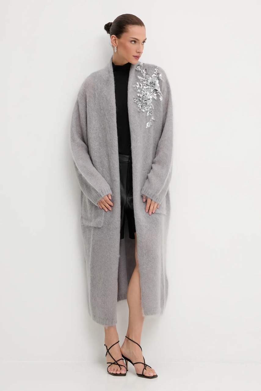 Кардиган с добавлением шерсти Blugirl Blumarine цвет серый тёплый RF5080.MS037