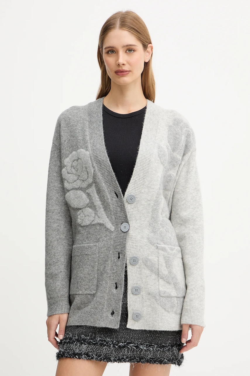 Blugirl Blumarine cardigan din amestec de lână culoarea gri, călduros, RF5156.MA870