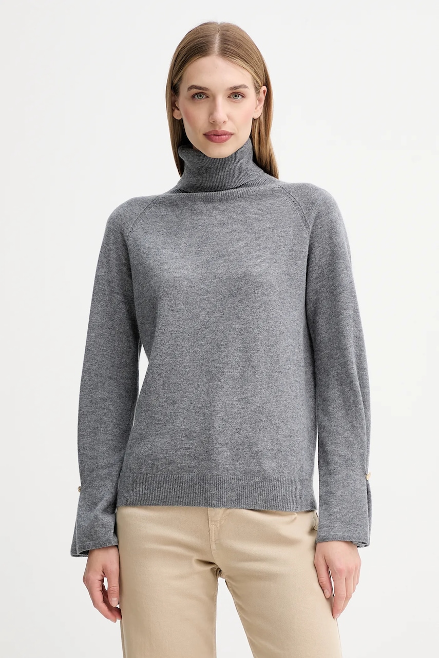 Fracomina pulover de lână culoarea gri, light, cu guler, FR25WT7013K47301