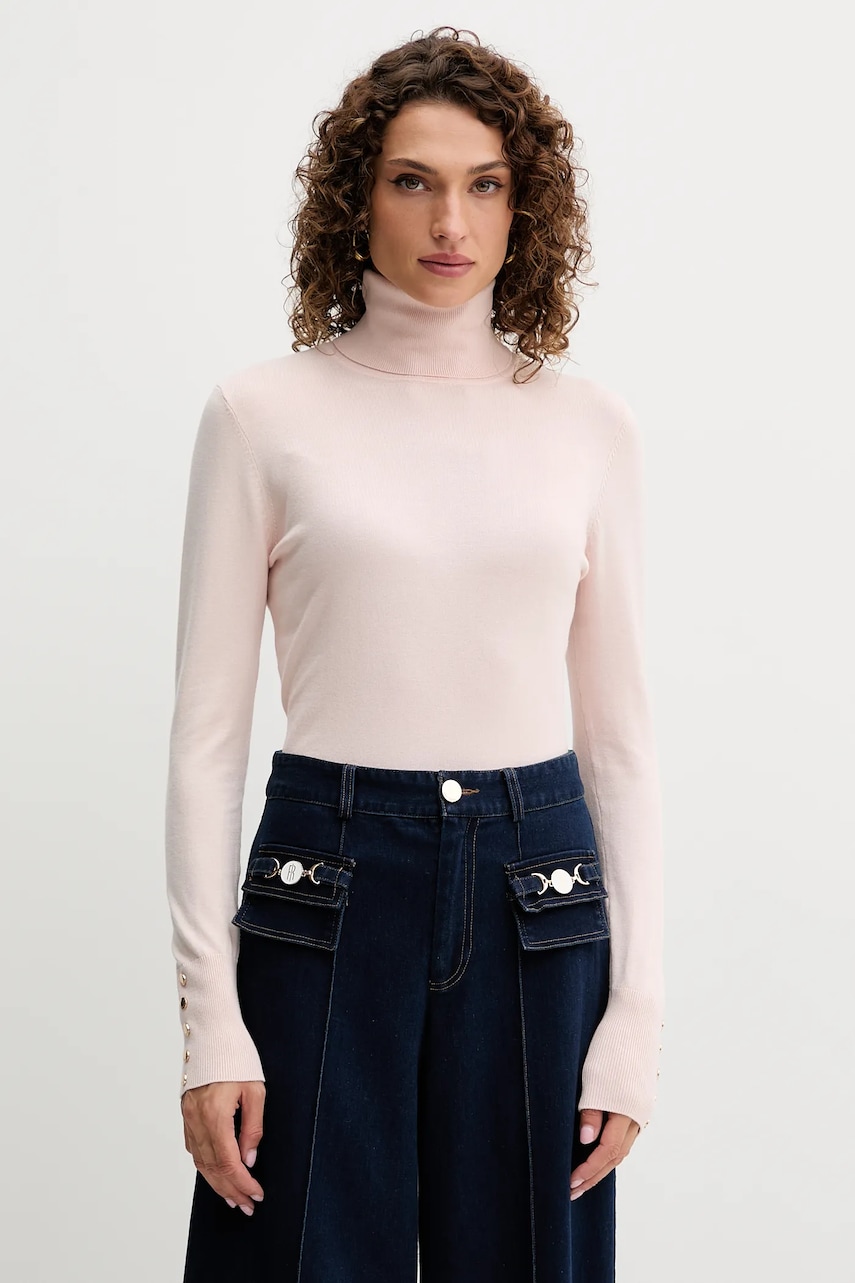 Fracomina pulover culoarea bej, light, cu guler, FR25WT7001K42101