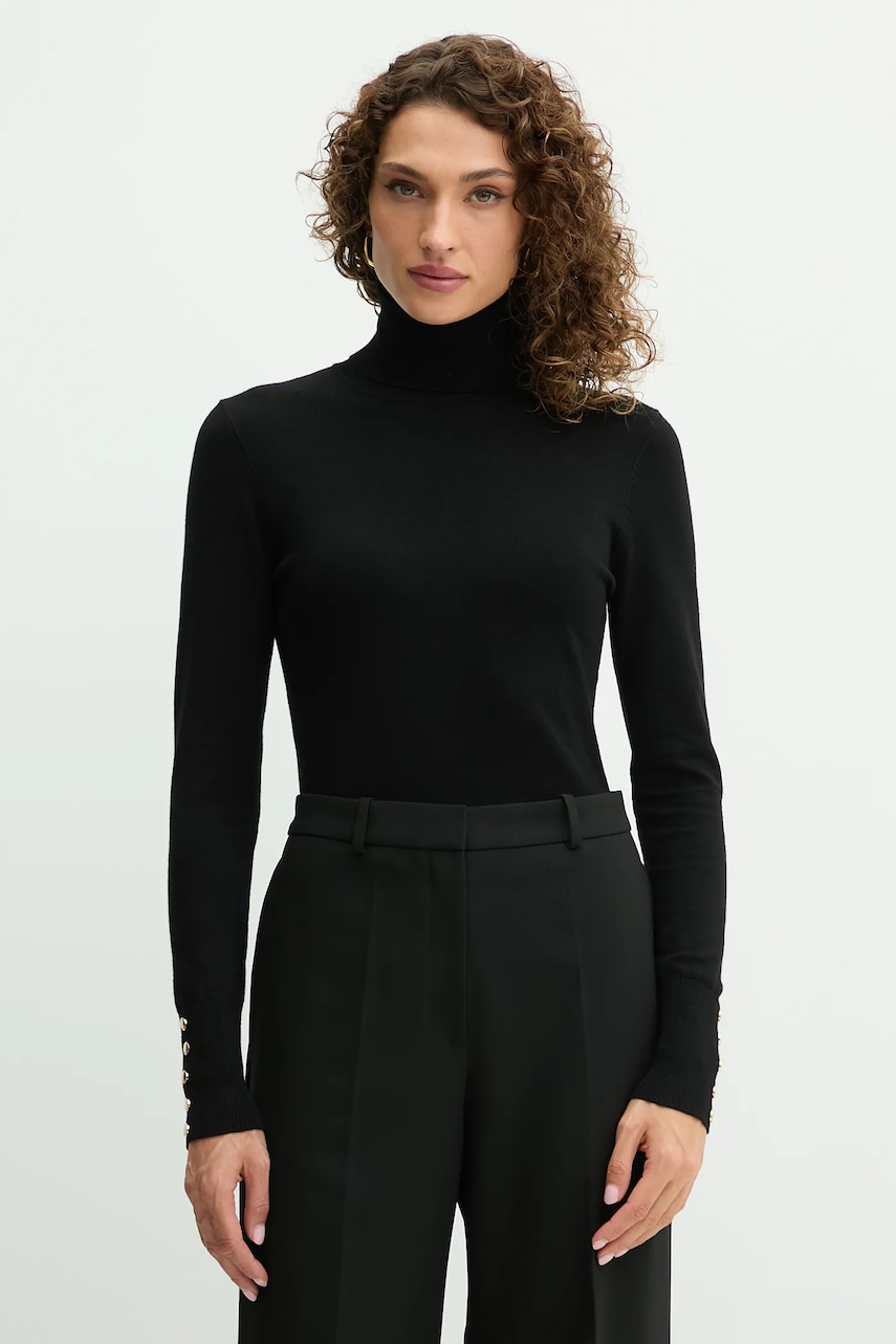 Fracomina pulover culoarea negru, light, cu guler, FR25WT7001K42101