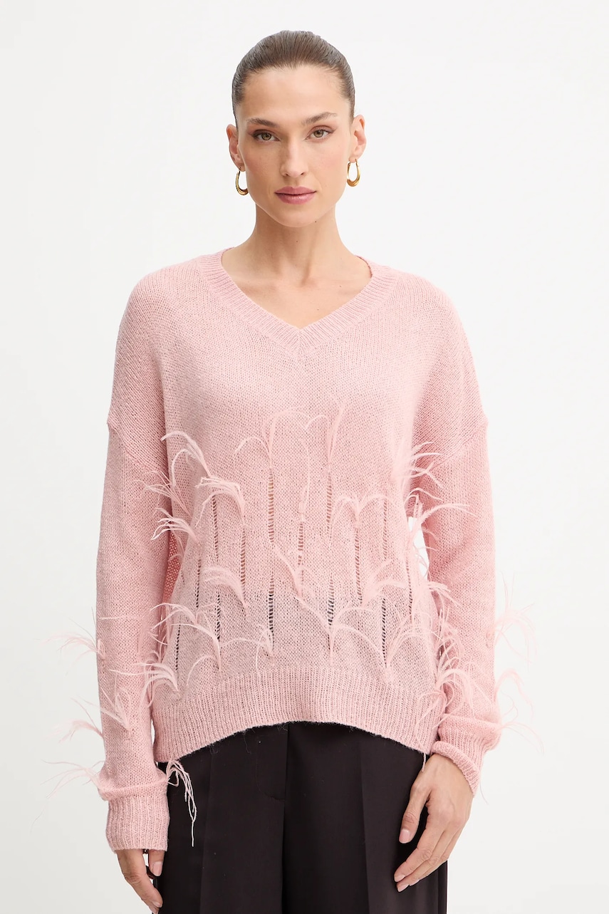 Fracomina pulover din amestec de lână culoarea roz, light, FS25WT7011K50501