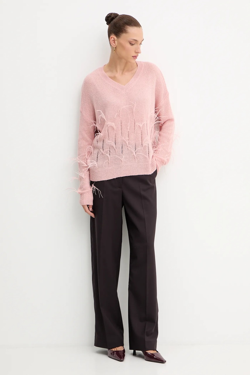 Свитер с примесью шерсти Fracomina цвет розовый лёгкий FS25WT7011K50501