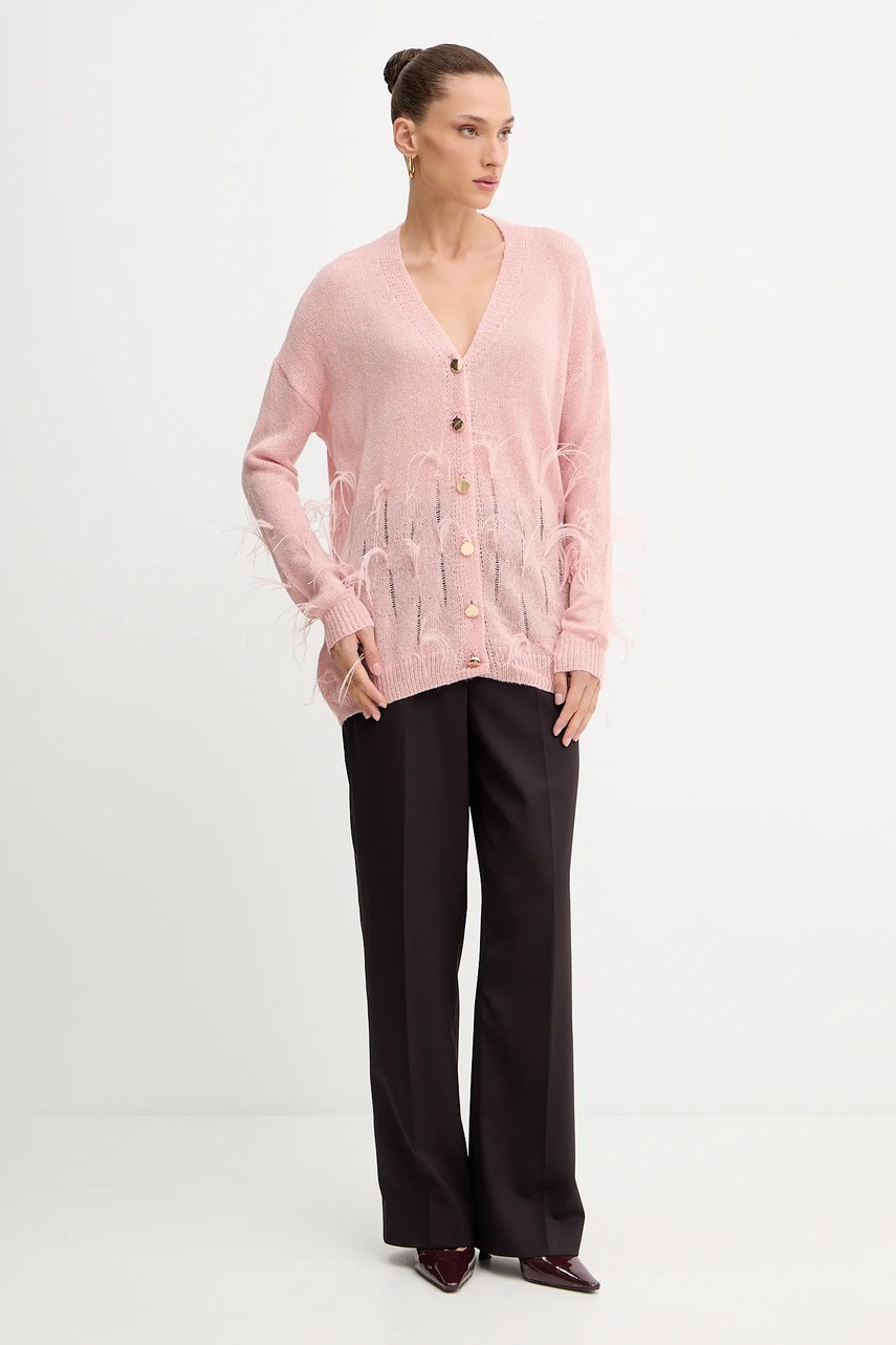 Кардиган с примесью шерсти Fracomina цвет розовый FS25WT8006K50501