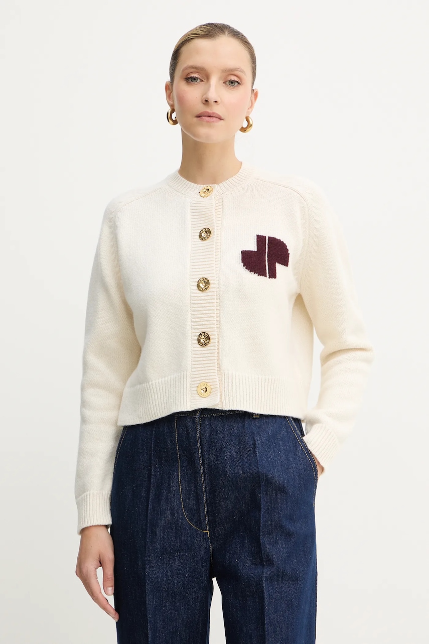 Patou cardigan din lână culoarea bej, călduros, KN2818064