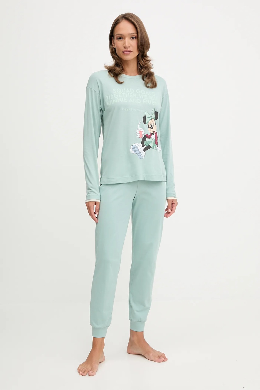 Пижамный лонгслив United Colors of Benetton цвет бирюзовый 3Y5E3M07Q