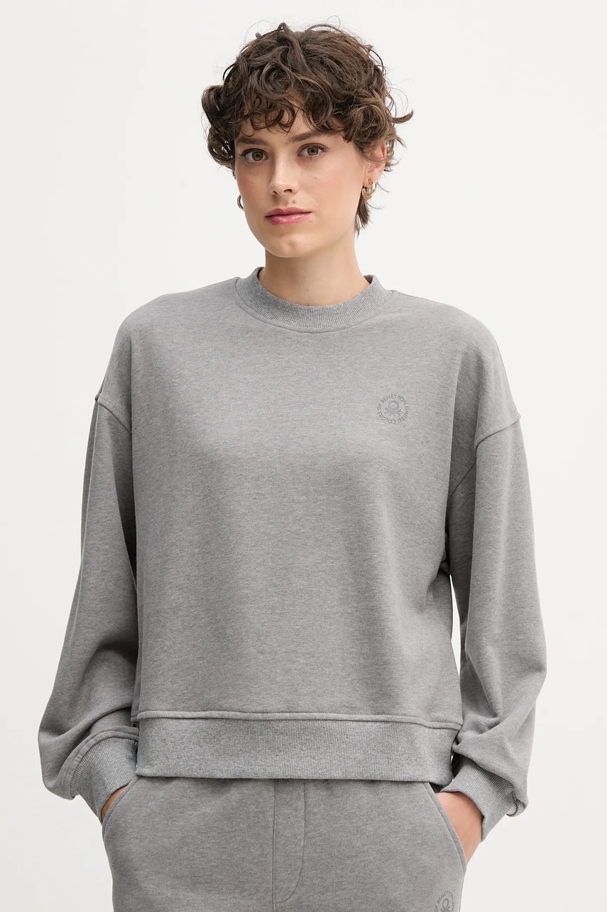 United Colors of Benetton bluză culoarea gri, cu imprimeu, 3WNW3M07T