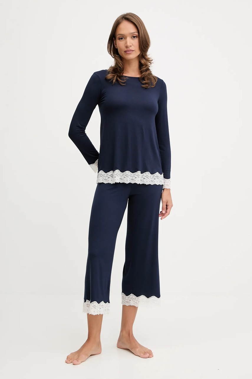 Пижамный лонгслив United Colors of Benetton цвет синий 3Z123M07X