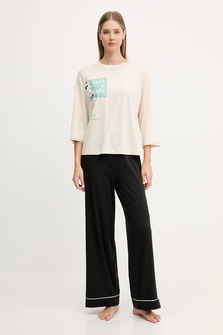 Пижамный лонгслив United Colors of Benetton цвет бежевый 3Y5E3M07S