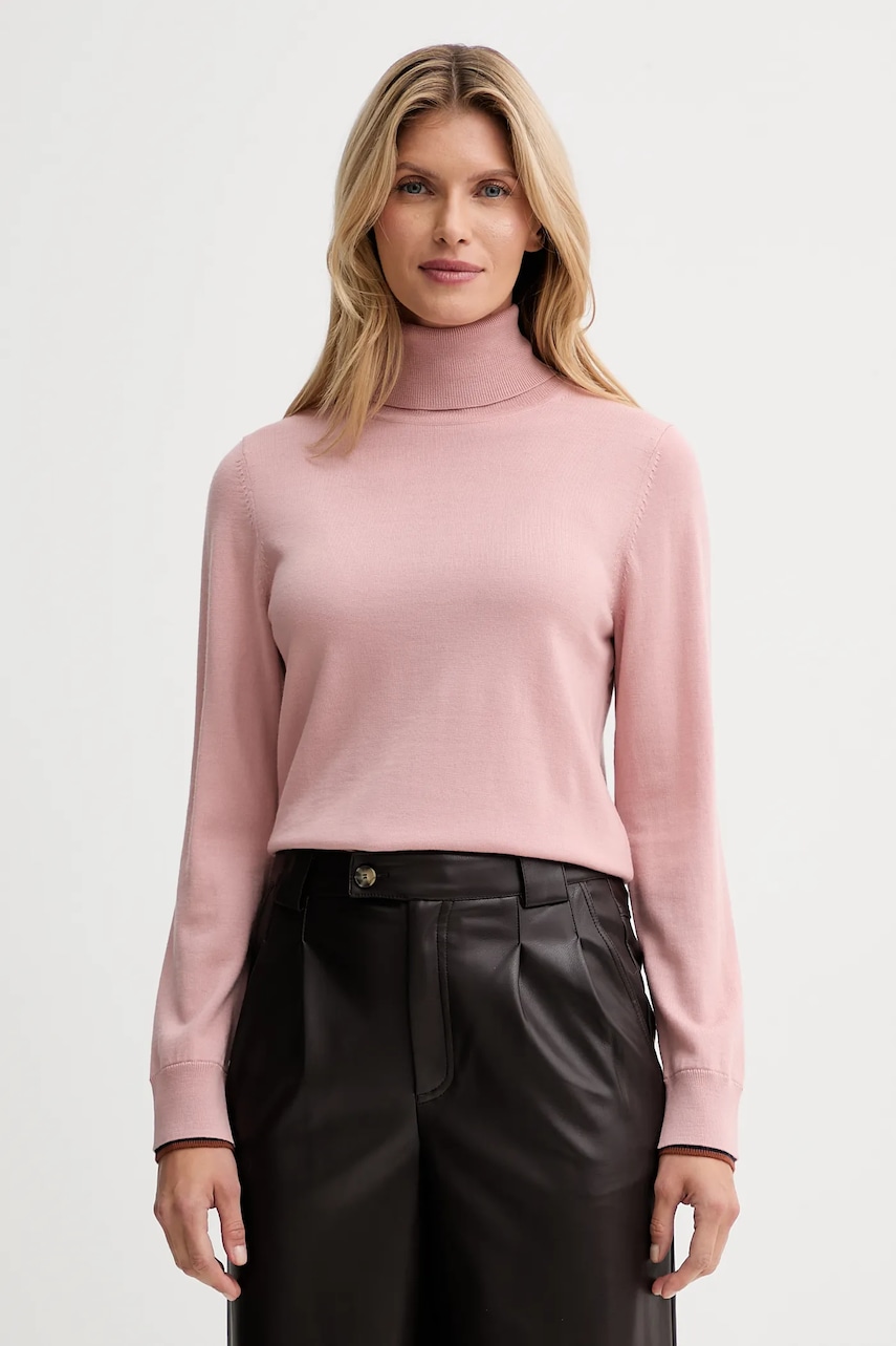 Levně Vlněný svetr PS Paul Smith dámský, růžová barva, s golfem, W2R-596N-T31366