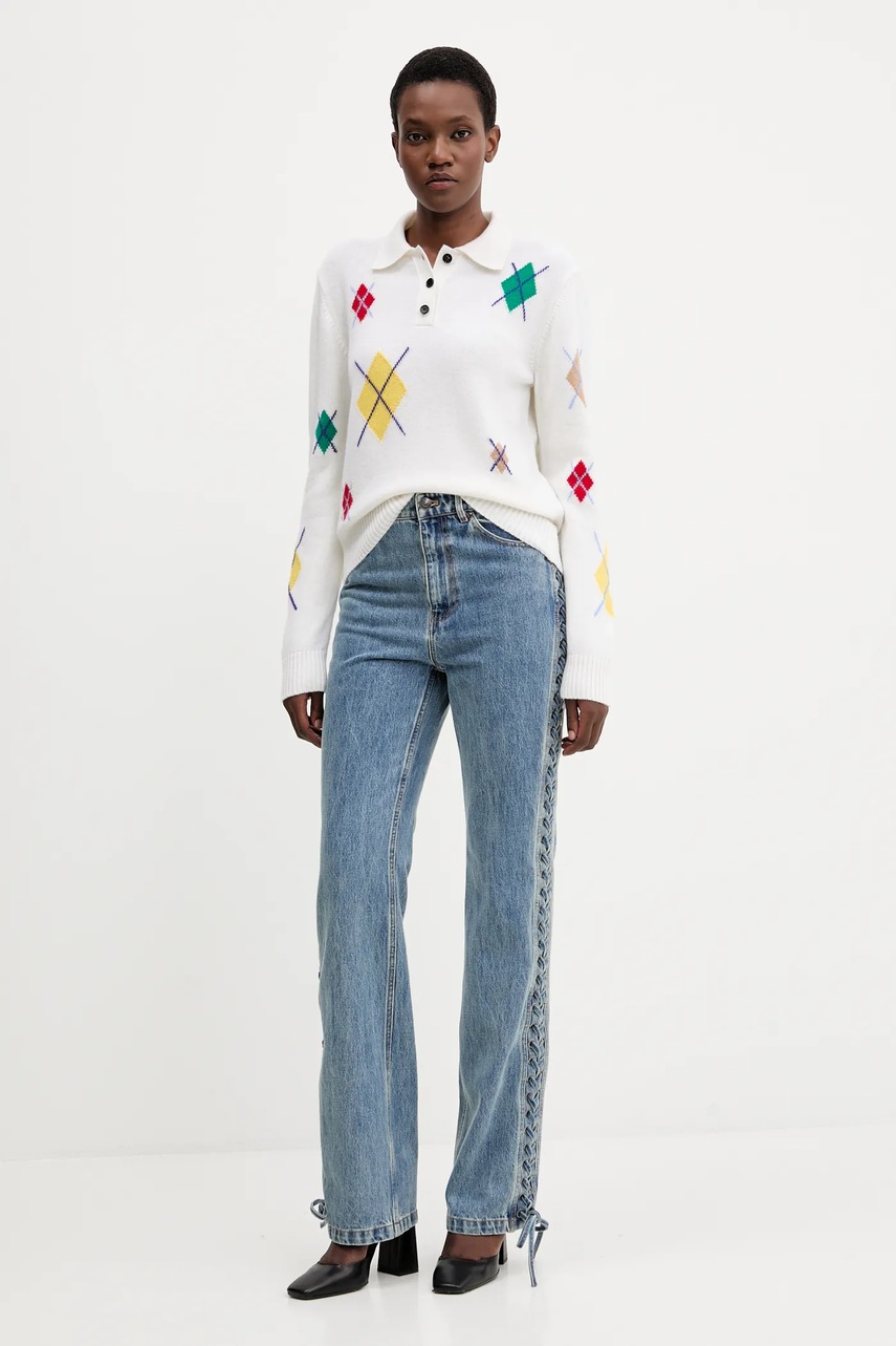 Шерстяной свитер MSGM цвет бежевый лёгкий 3941MDM194.257781