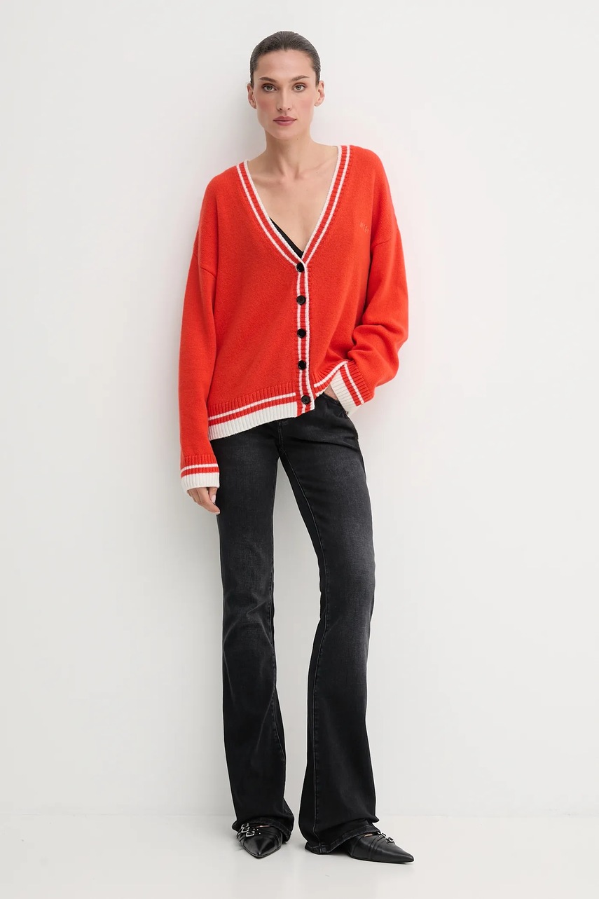 Шерстяной кардиган MSGM цвет оранжевый лёгкий 3941MDM218.257785