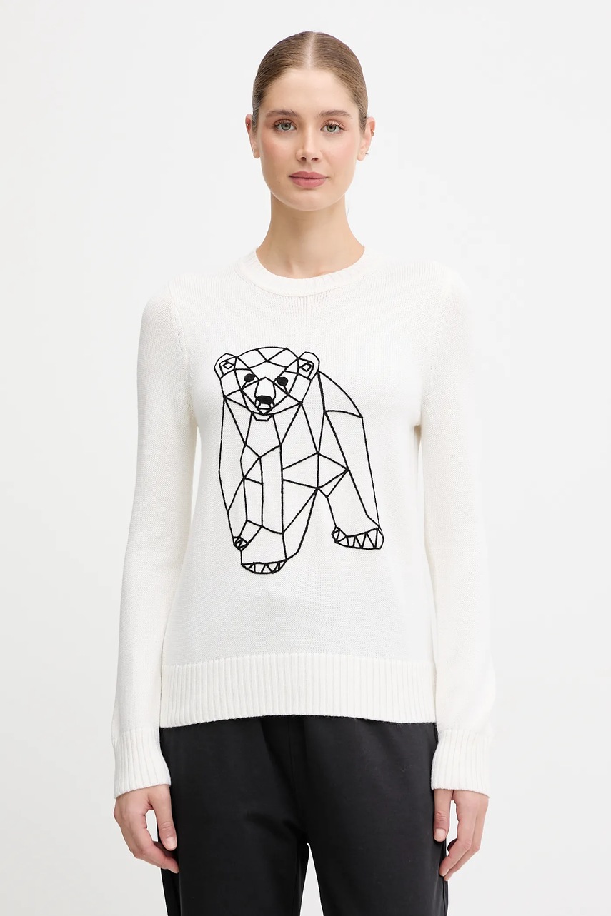 Levně Svetr EA7 Emporio Armani dámský, béžová barva, AF17574.7W000700