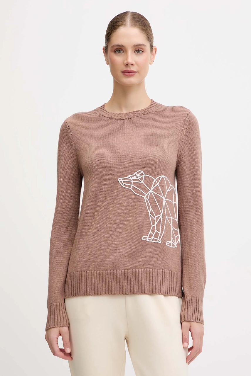 Levně Svetr EA7 Emporio Armani dámský, hnědá barva, AF17574.7W000700