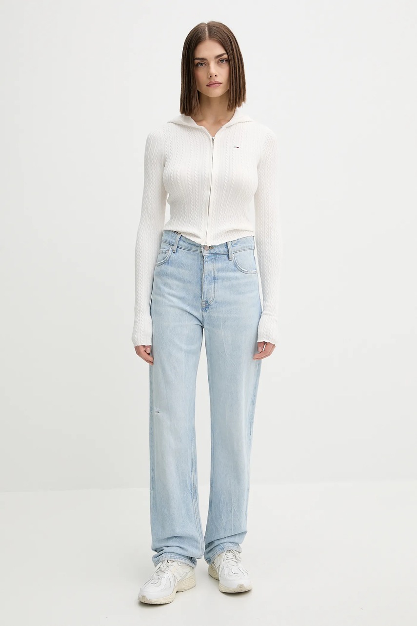 Джемпер Tommy Jeans цвет белый лёгкий DW0DW21673