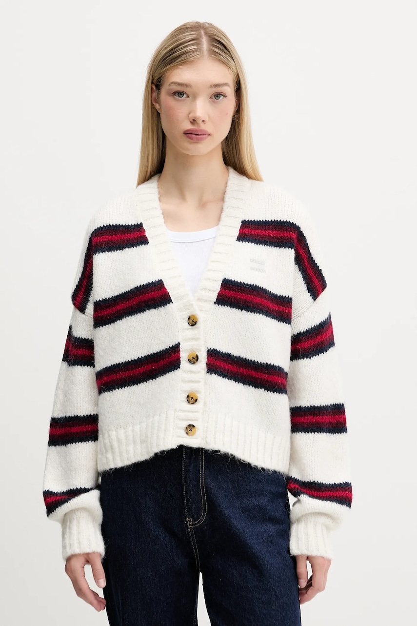 Tommy Jeans cardigan din amestec de lână culoarea bej, DW0DW21678