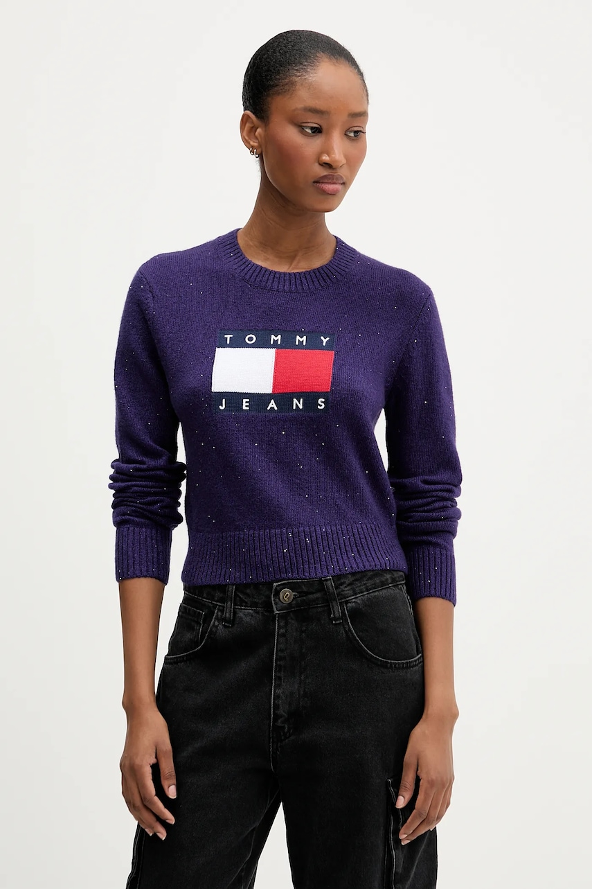 Tommy Jeans pulover culoarea violet, DW0DW21690