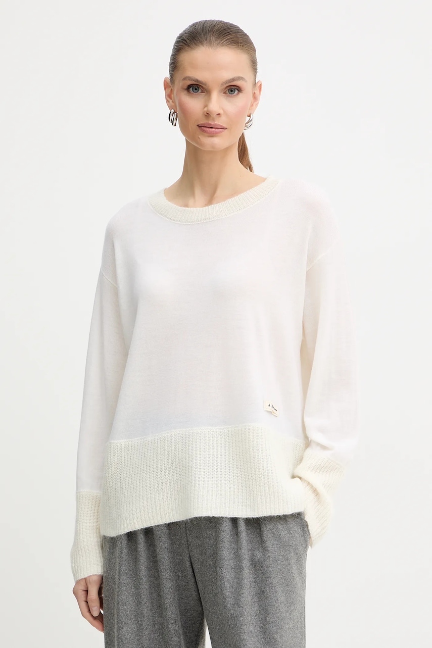 Armani Exchange pulover de lână culoarea bej, light, XW000772 AF16602