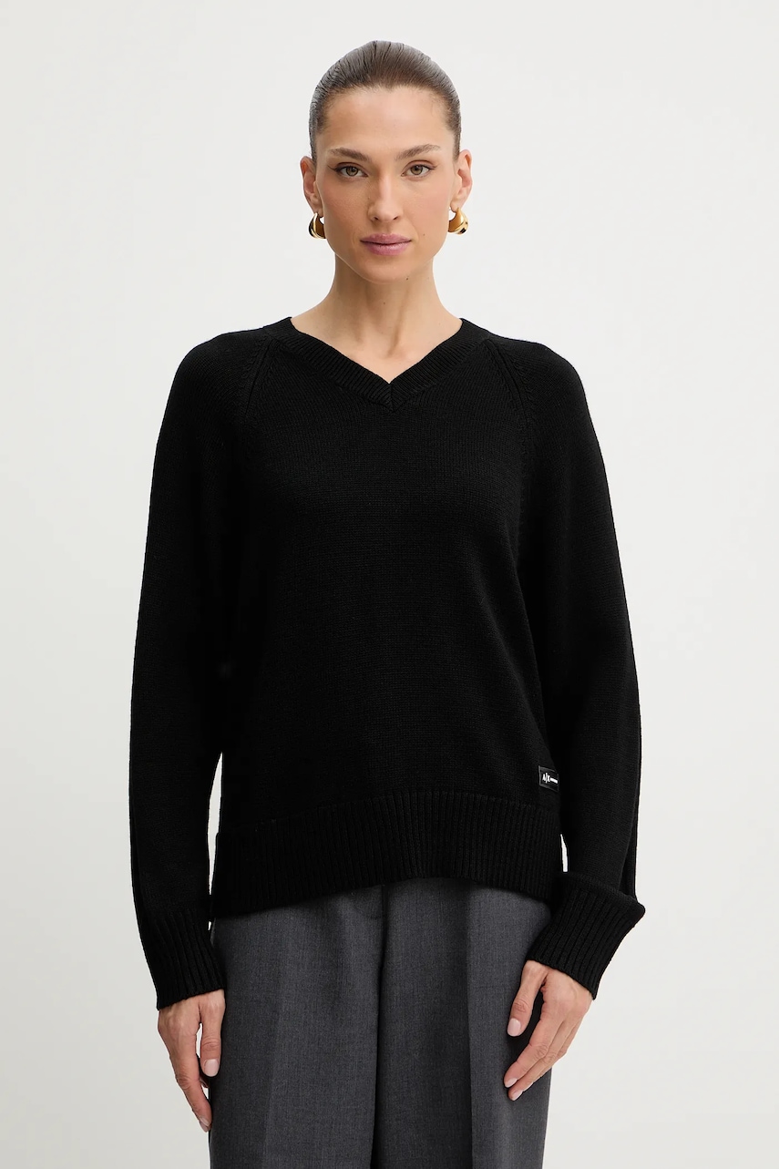Armani Exchange pulover din amestec de lână culoarea negru, light, XW001335 AF13774