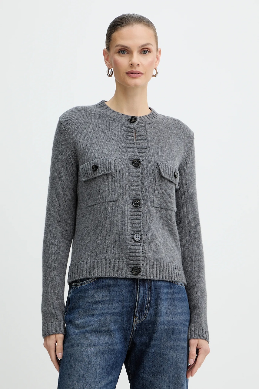 Weekend Max Mara cardigan din lână OLBIA culoarea gri, 2525346032600