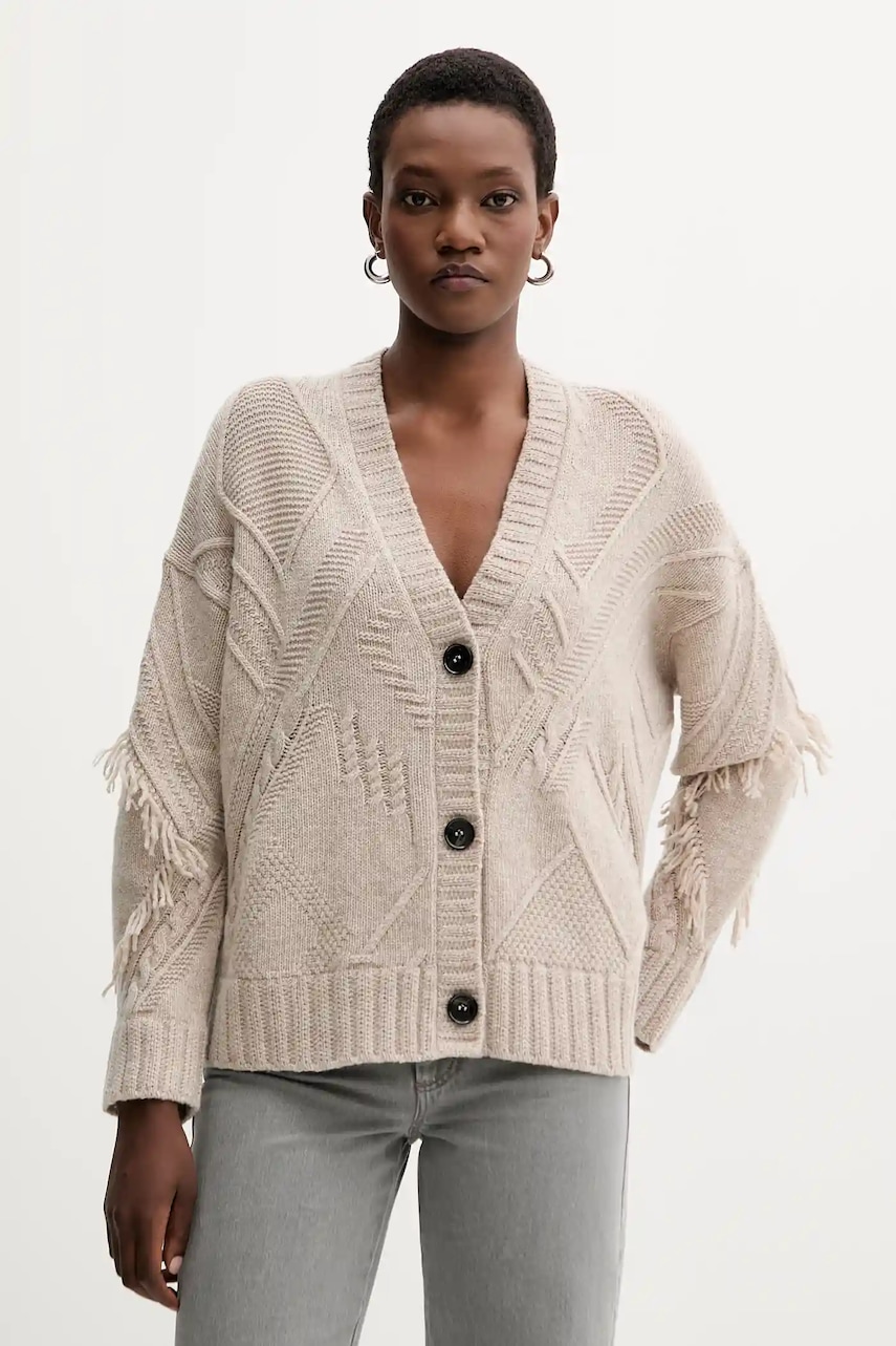 Weekend Max Mara cardigan din lână STALLO culoarea bej, 2525346052600