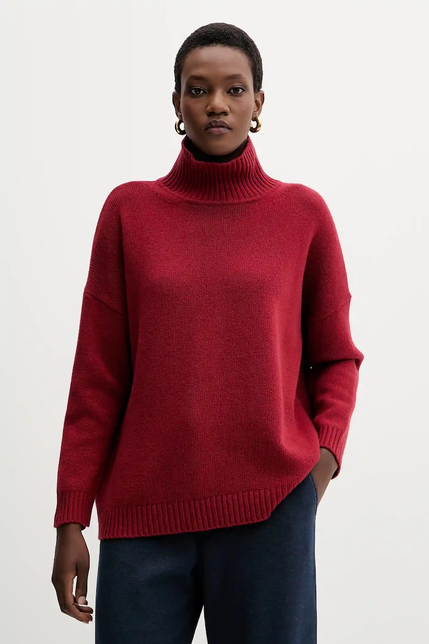 Weekend Max Mara pulover de lână BORGIA culoarea bordo, cu guler, 2525366112600