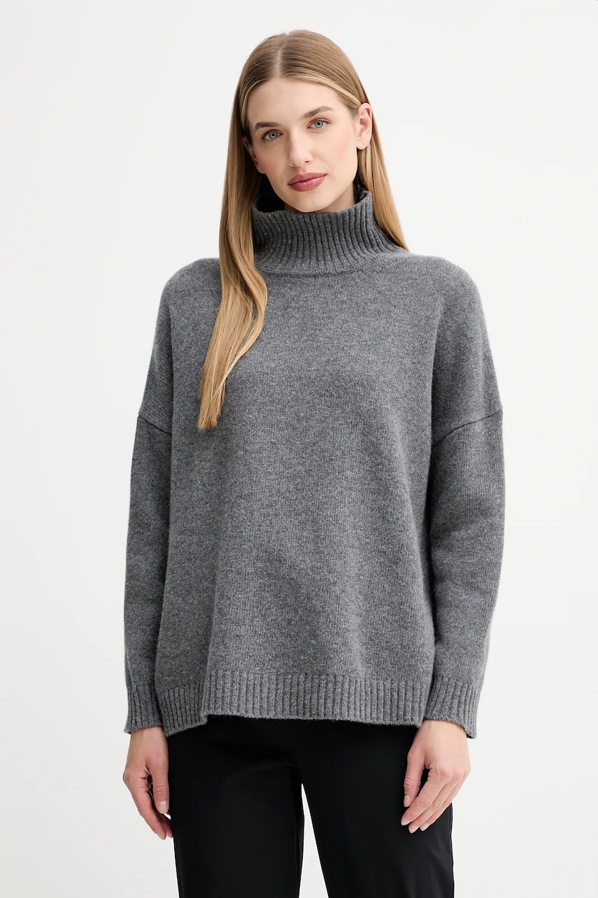 Weekend Max Mara pulover de lână BORGIA culoarea gri, cu guler, 2525366112600